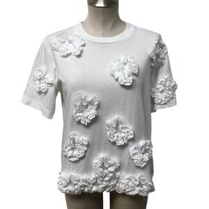 Simone Rocha T Shirt Womens M White Ruffle Applique Short Sleeve Cotton